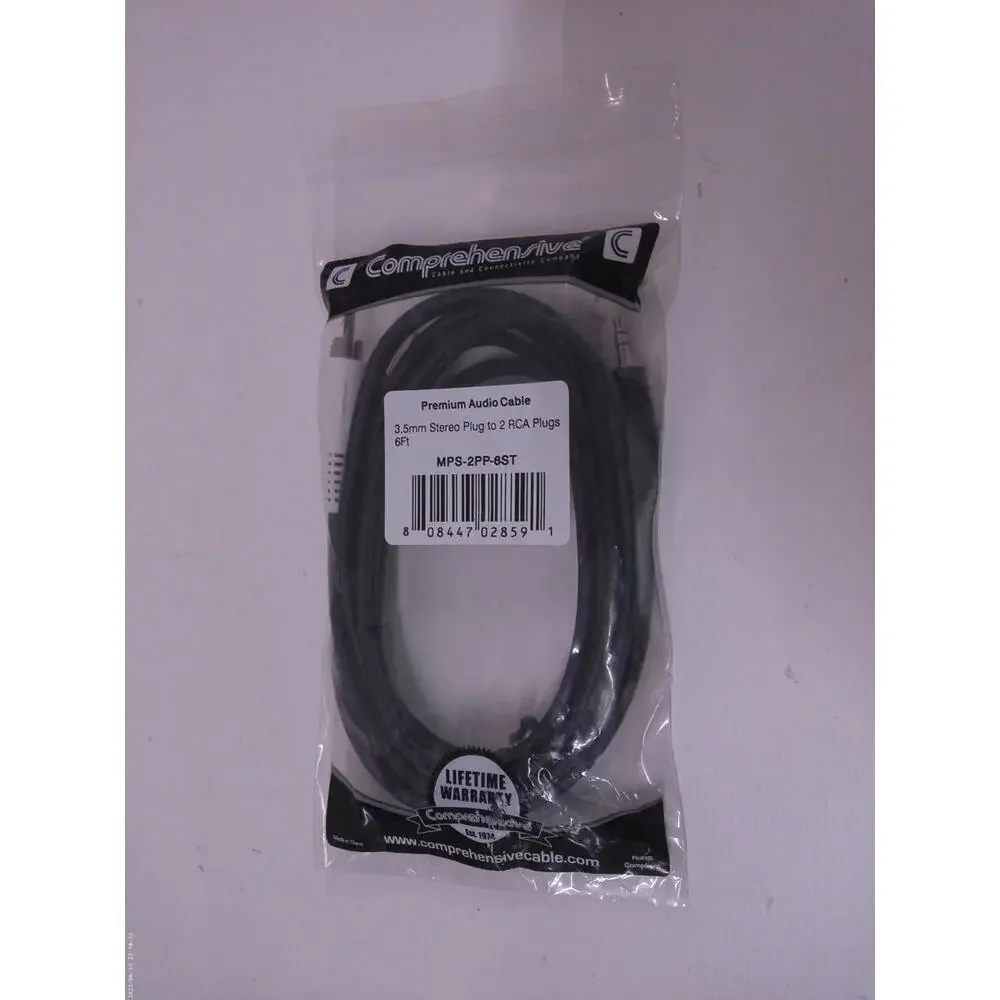 Comprehensive MPS-2PP-6ST 6 ft. 3.5mm Stereo to 2 RCA Cable Male to Male